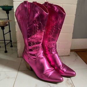 Arula Pink Metallic Cowboy Boots sz 10 Wide